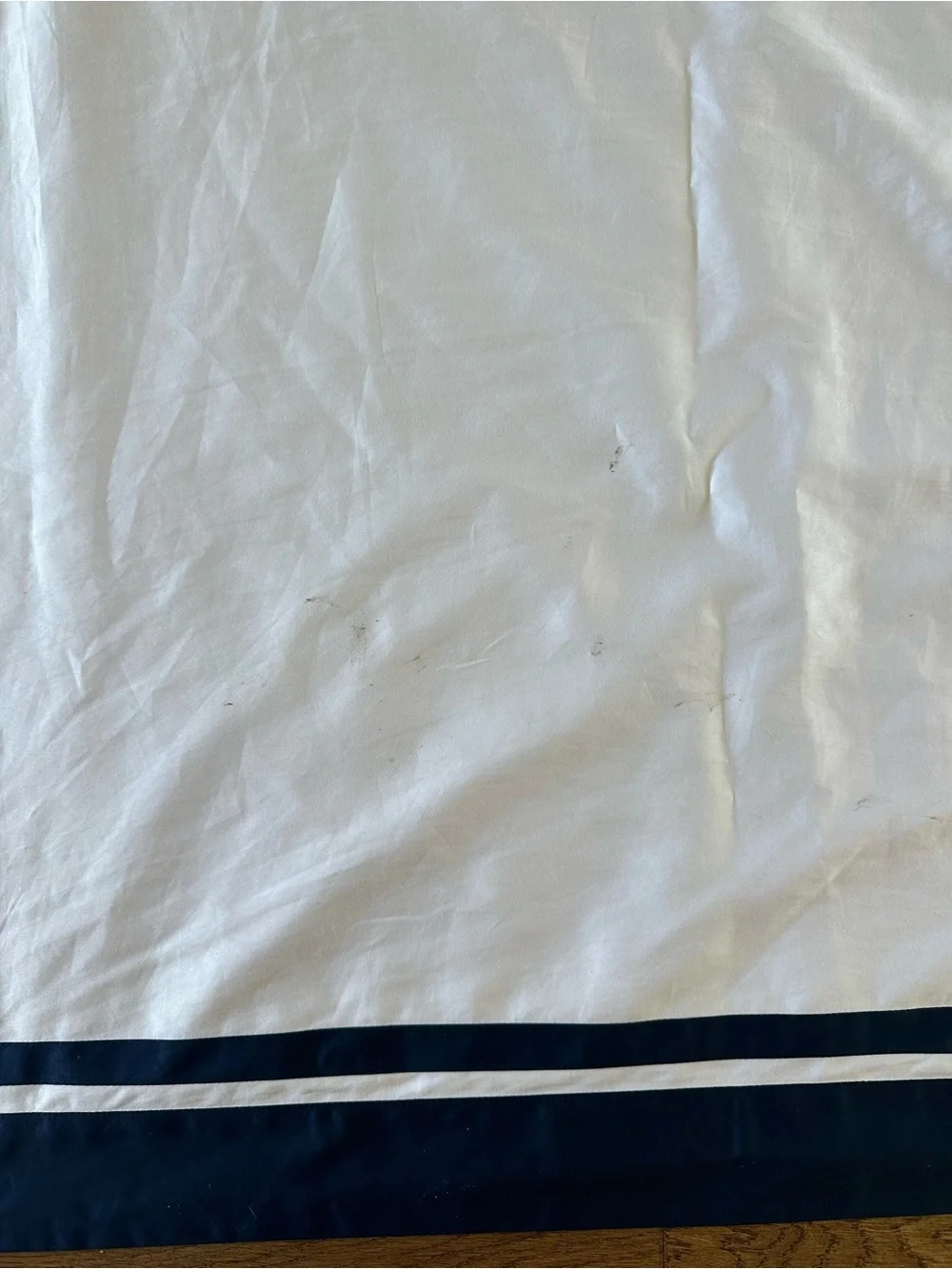 Ralph Lauren 100% Cotton Queen Duvet Cover White w/ Blue Trim